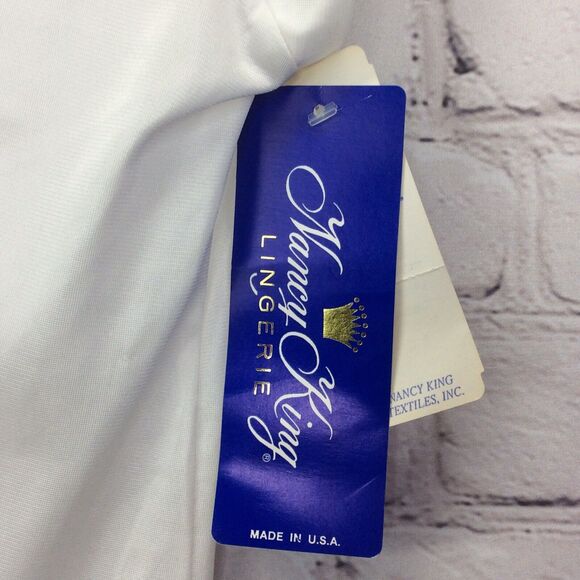 Vintage Nancy King Shirt Slip Lingerie Women's Size M White Lace Shoulder Pads - Picture 2 of 10